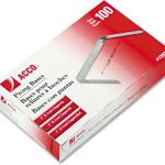 ACCO Brands 2 Inch Capacity Prong Fastener Bases, 2-3/4 Inch Centers, 100 Bases/Box (A7012993H), Silver